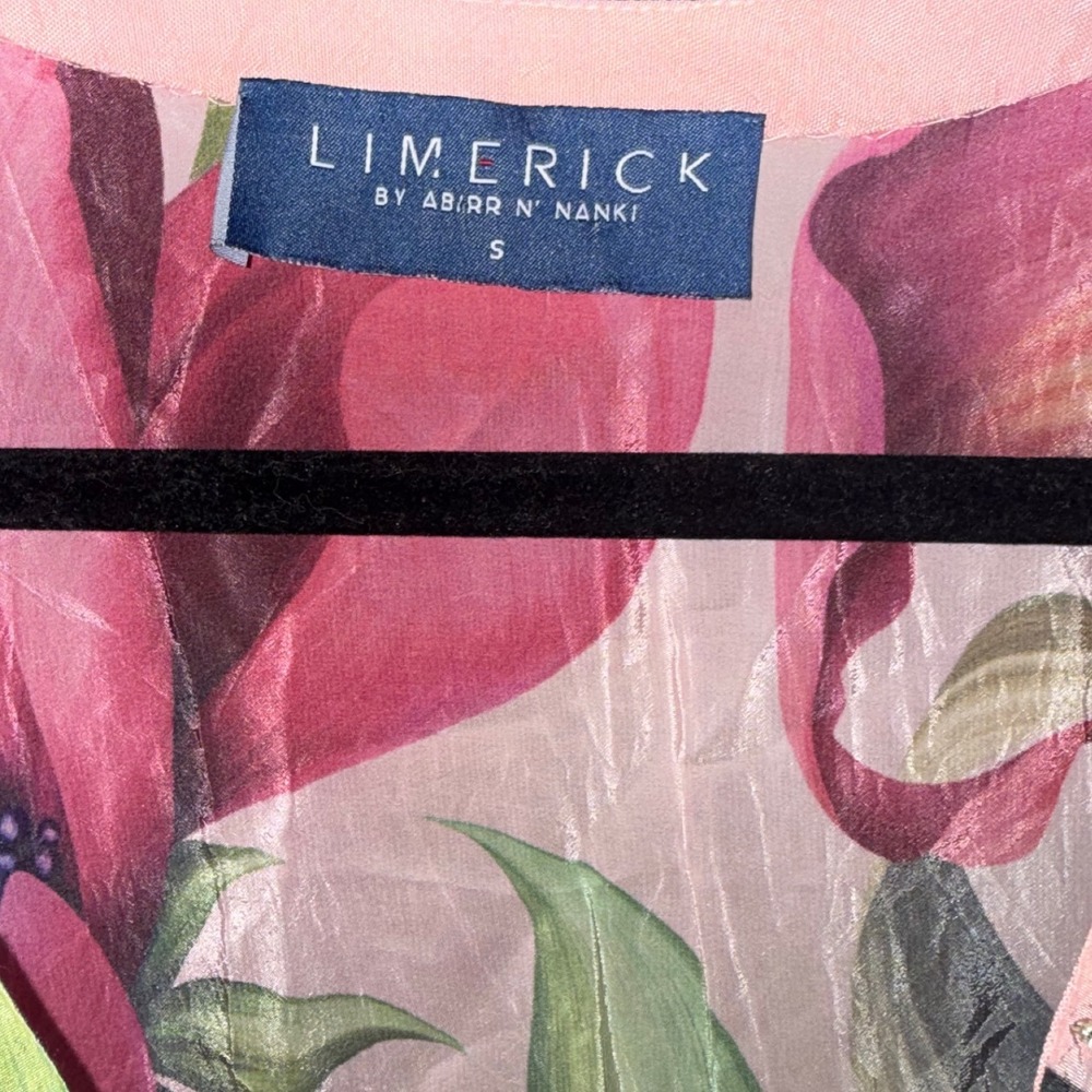 Limerick by Abirr N Nanki Pink Floral Embroidered Draped Mini Dress Small - Picture 9 of 10